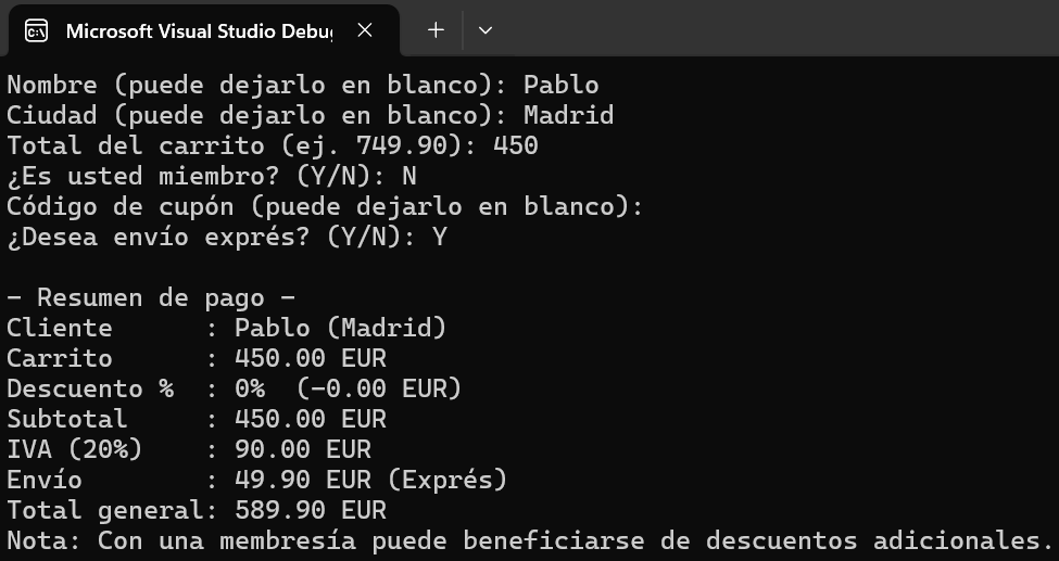 Aplicación de consola C# Carrito