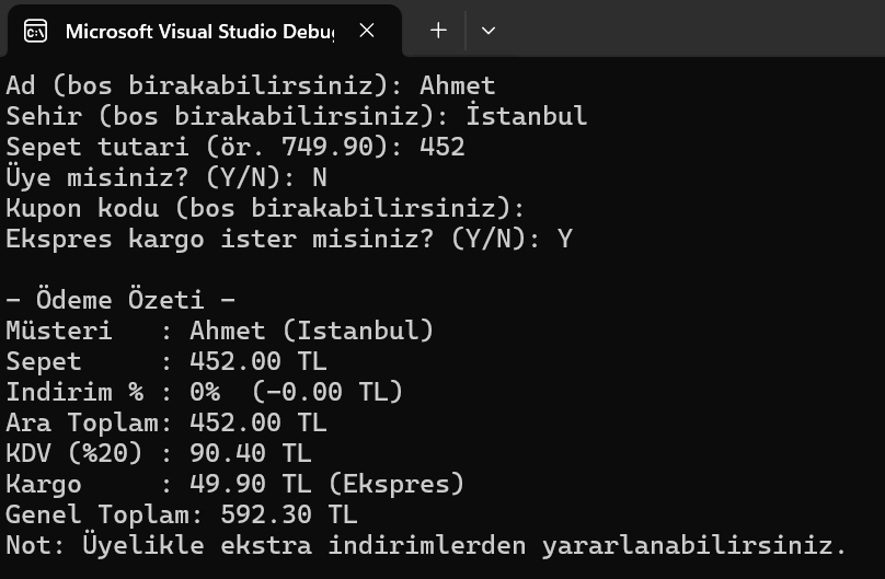 C# Konsol Sepet Uygulaması