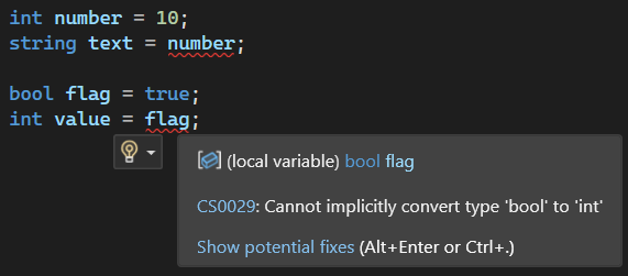 C# type conversion error in Visual Studio IntelliSense