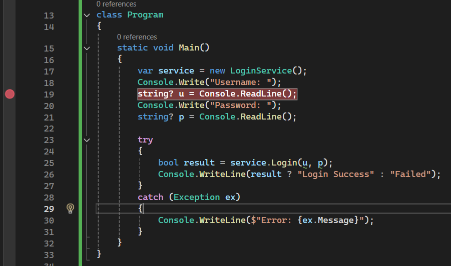 Breakpoint in code lines