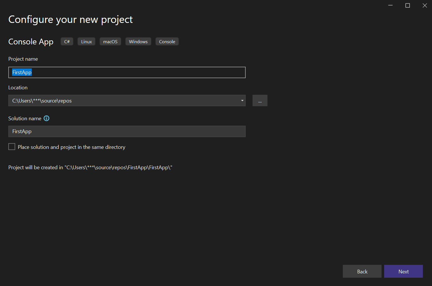 Creating a New Console Project